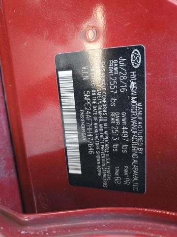 5NPE24AF7HH477646 Hyundai 2017