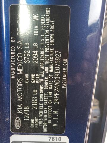 3KPF24AD1KE075927 KIA mpi nu