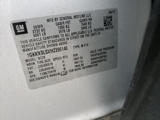 1GKKNSLSXHZ286146 GMC ACADIA SLE
