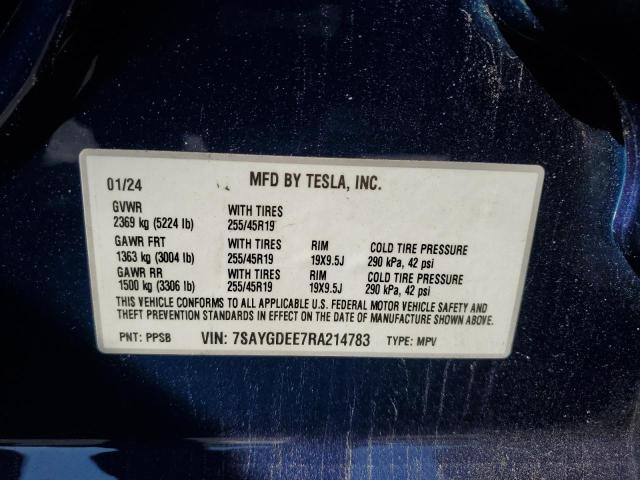7SAYGDEE7RA214783 Tesla Model Y