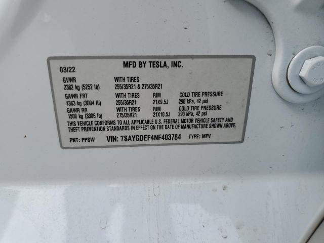 7SAYGDEF4NF403784 Tesla 2022