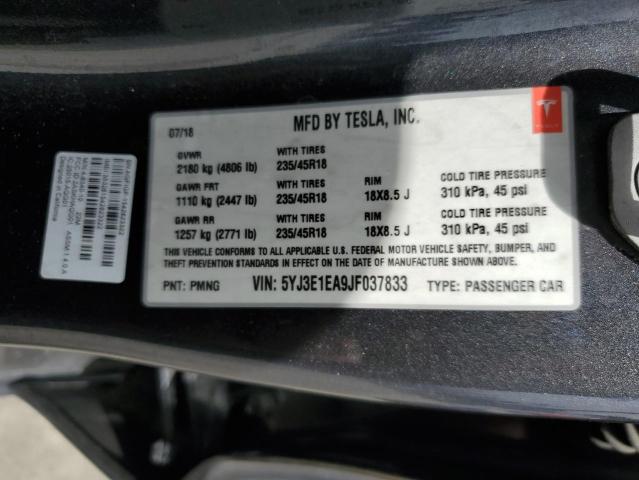 5YJ3E1EA9JF037833 Tesla 2018