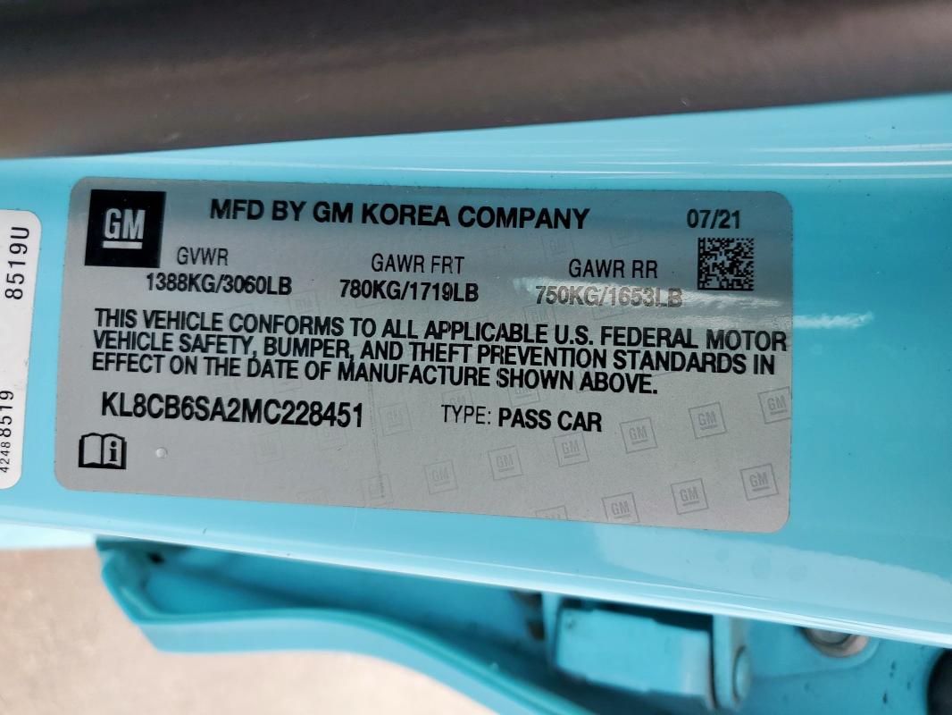 KL8CB6SA2MC228451 Chevrolet SPARK LS