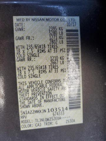 5N1AZ2MHXJN103514 Nissan MURANO S