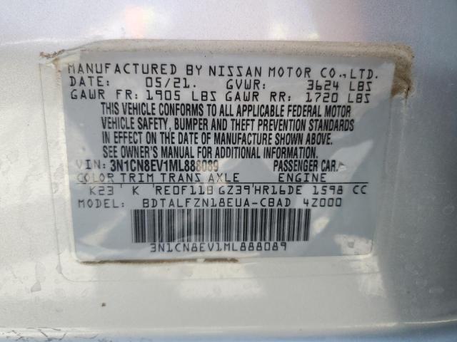 3N1CN8EV1ML888089 Nissan VERSA SV