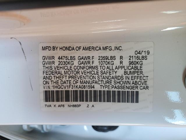 1HGCV1F31KA081594 Honda l15be