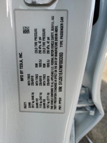 5YJ3E1EA7MF003393 Tesla 2021