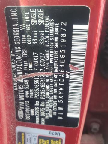 5XYKTDA64EG519872 KIA SORENTO LX