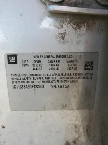 1G11C5SA6GF122683 Chevrolet lcv -sidi, dcvcp, vvt, dcvcp, e85 max, e0-e100, aluminum