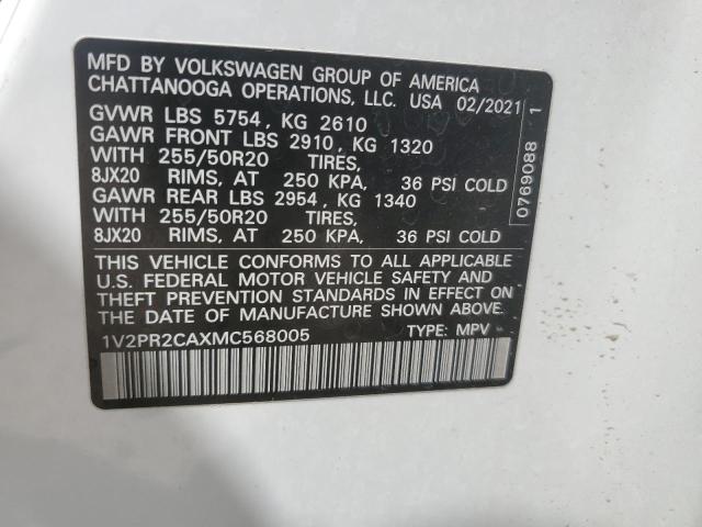 1V2PR2CAXMC568005 Volkswagen ATLAS SE