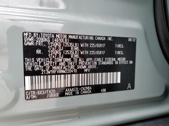2T3W1RFV8NW220410 Toyota a25a-fks