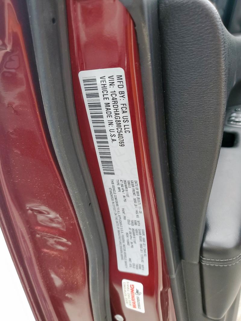 1C4RDHAG8MC540769 Dodge DURANGO SX