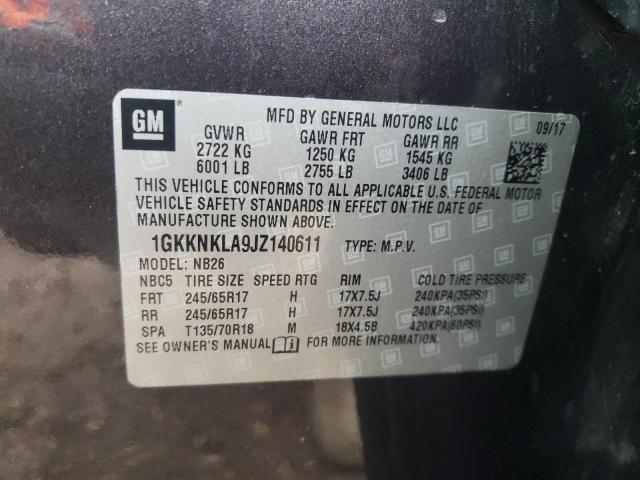 1GKKNKLA9JZ140611 GMC ACADIA SLE