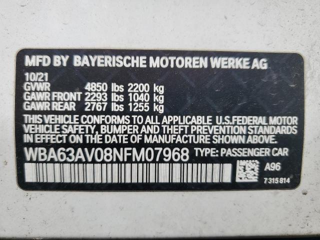 WBA63AV08NFM07968 BMW 430i Gran Coupe