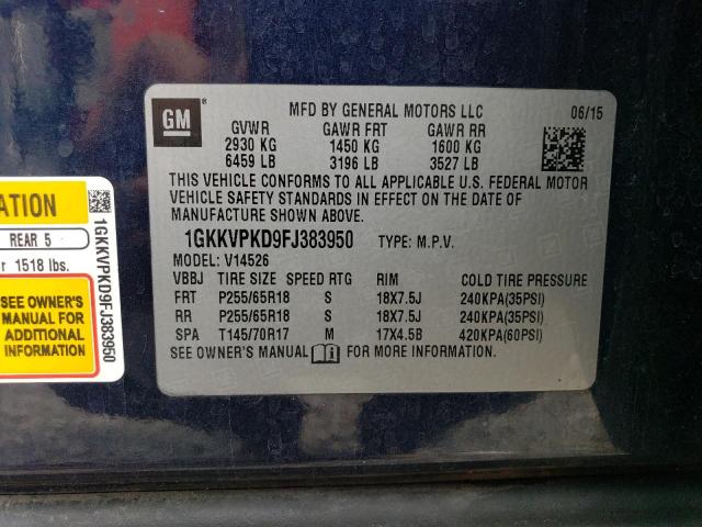 1GKKVPKD9FJ383950 GMC ACADIA SLE