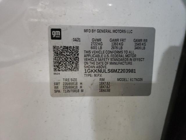 1GKKNULS6MZ203981 GMC ACADIA SLT