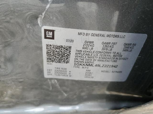 1GKKNML49LZ221942 GMC ACADIA SLT