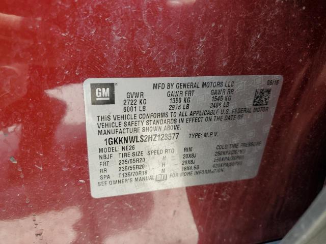 1GKKNWLS2HZ123577 GMC Acadia Slt-2