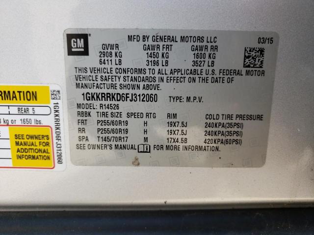 1GKKRRKD6FJ312060 GMC Acadia Slt-1