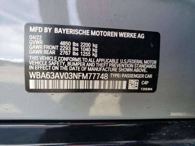 WBA63AV03NFM77748 BMW 430i Gran Coupe