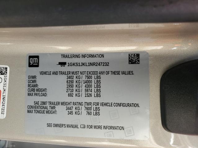 1GKS1JKL1NR247232 GMC YUKON XL DENALI