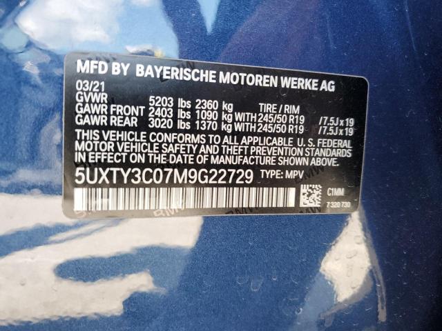 5UXTY3C07M9G22729 BMW X3 Sdrive30i