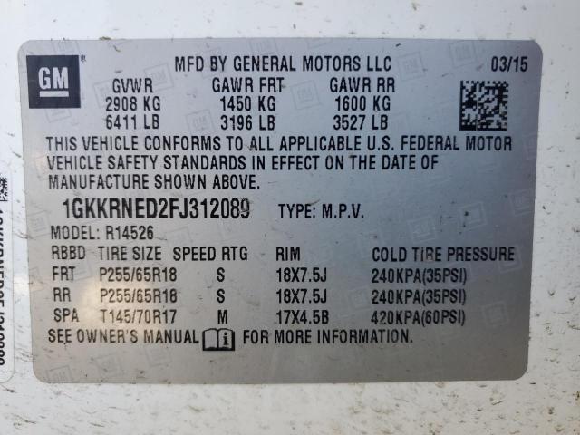 1GKKRNED2FJ312089 GMC ACADIA SLE