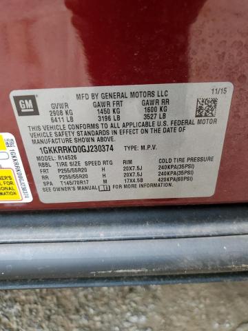 1GKKRRKD0GJ230374 GMC Acadia Slt-1