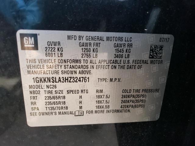 1GKKNSLA3HZ324761 GMC ACADIA SLE