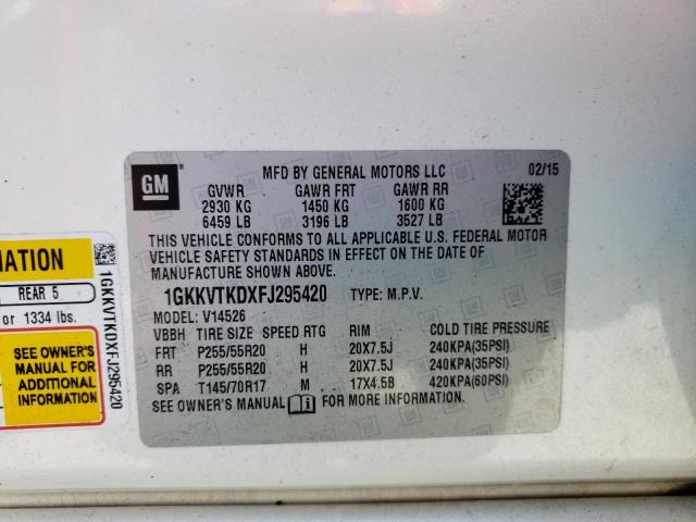 1GKKVTKDXFJ295420 GMC Acadia Denali