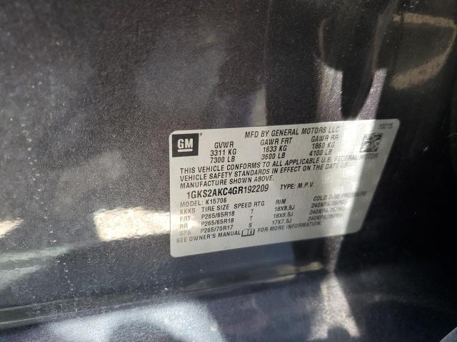 1GKS2AKC4GR192209 GMC YUKON SLE