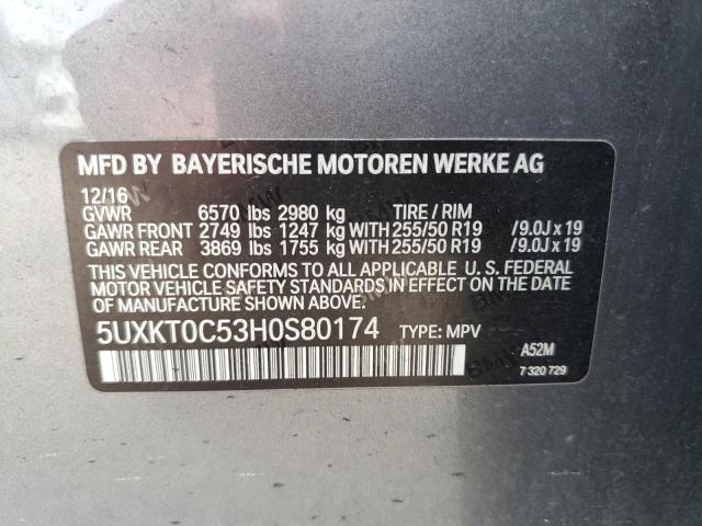 5UXKT0C53H0S80174 BMW X5 Xdr40e