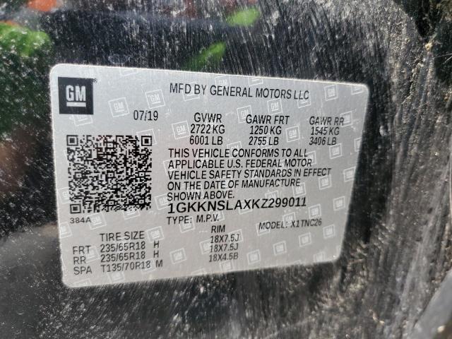 1GKKNSLAXKZ299011 GMC ACADIA SLE