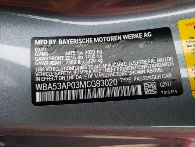 WBA53AP03MCG83020 BMW 430I