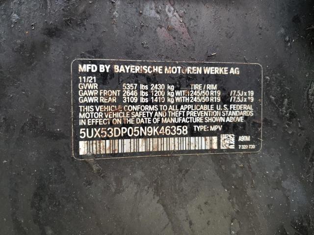 5UX53DP05N9K46358 BMW X3 Xdrive30i