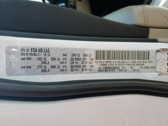 1C4RDHDG2HC697621 Dodge DURANGO GT