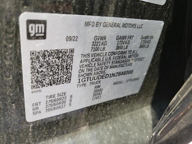 1GTUUDED1NZ646000 GMC Sierra K1500 Slt