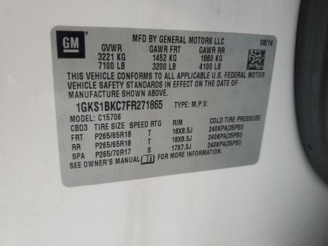 1GKS1BKC7FR271865 GMC YUKON SLT