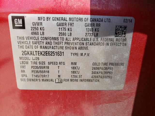2GKALTEK2E6251631 GMC Terrain Slt