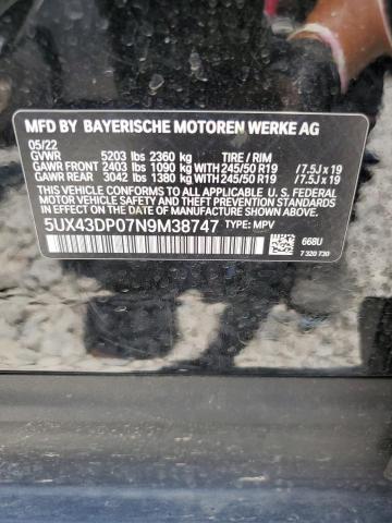 5UX43DP07N9M38747 BMW X3 Sdrive30i