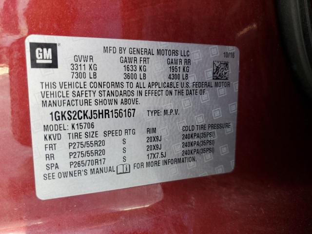 1GKS2CKJ5HR156167 GMC YUKON DENALI