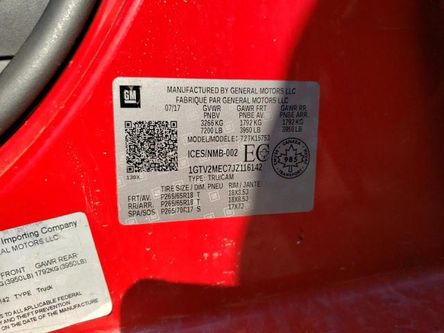1GTV2MEC7JZ116142 GMC Sierra K1500 Sle