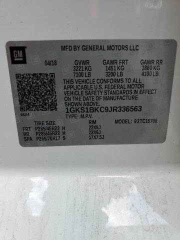 1GKS1BKC9JR336563 GMC YUKON SLT