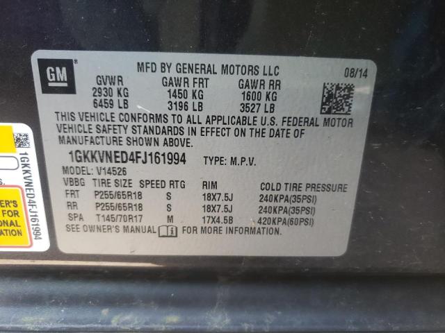 1GKKVNED4FJ161994 GMC ACADIA SLE