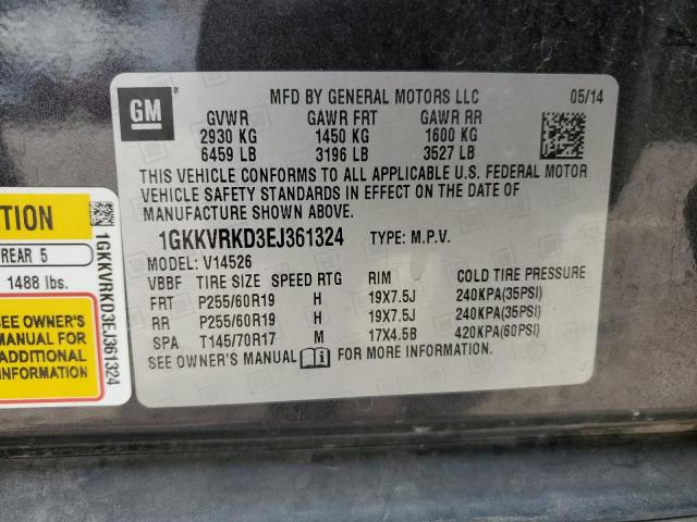1GKKVRKD3EJ361324 GMC Acadia Slt-1
