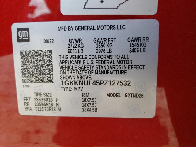 1GKKNUL45PZ127532 GMC ACADIA SLT