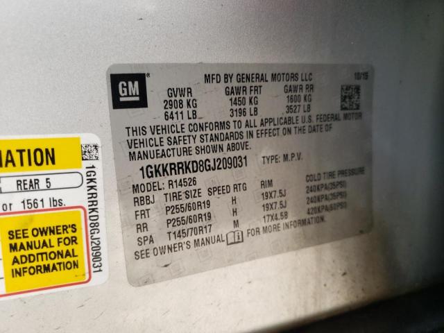 1GKKRRKD8GJ209031 GMC Acadia Slt-1