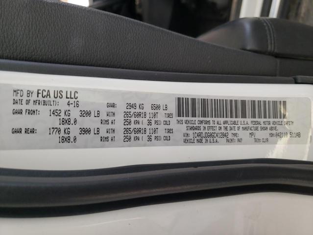 1C4RDJDG0GC412842 Dodge DURANGO LIMITED