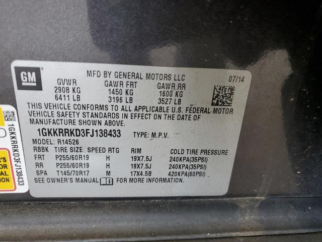 1GKKRRKD3FJ138433 GMC Acadia Slt-1