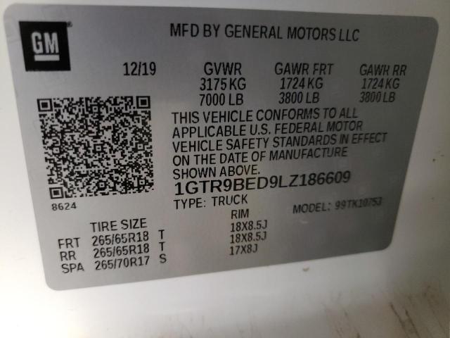 1GTR9BED9LZ186609 GMC Sierra K1500 Sle